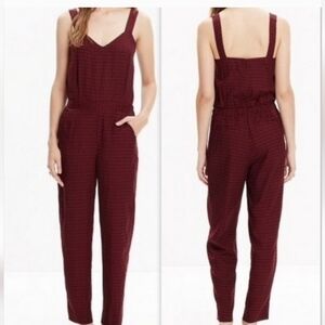 Madewell Burgundy Plaid Jumpsuit